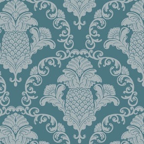 Pineapple Damask - Blue - LG