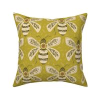 Large scale Folk Art Bees|wildflowers with leaves|Large|yellow green
