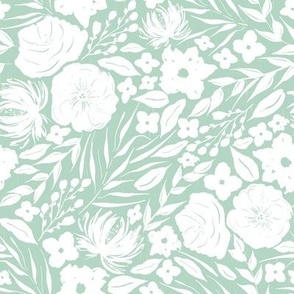 mint white floral silhouette