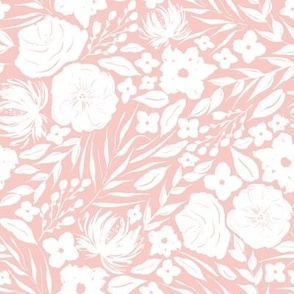 pink white floral silhouette