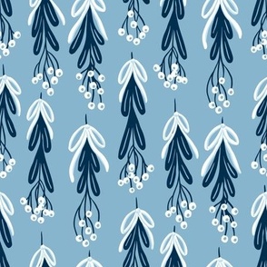 Bow Tied Mistletoe in Blue | Large Scale