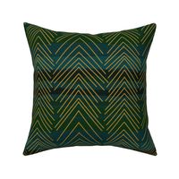 Large Scale Gold Arrow  Abstract Pattern on Dark Green  Background