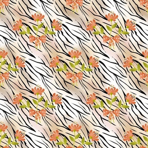 A bouquet of flowers on a striped tiger background