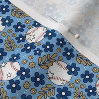 Small Scale Team Spirit Baseball Floral in Kansas City Royals Blue and Gold