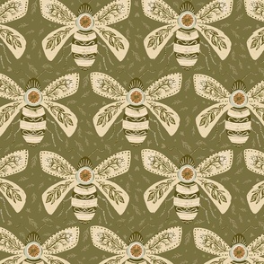 bee textured olive green