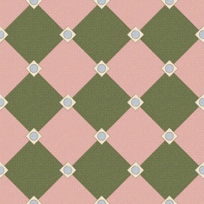 Textural Diamond Tiles (Medium) - Dusty Rose Pink, Dusty Blue and Army Green   (TBS218)