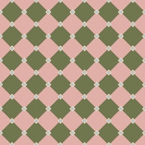 Textural Diamond Tiles (Small) - Dusty Rose Pink, Dusty Blue and Army Green   (TBS218)