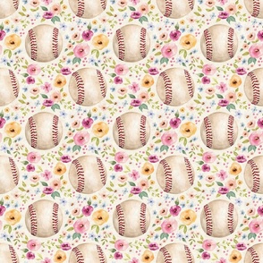 Vintage Baseball Floral on Textured Cream 6 inch