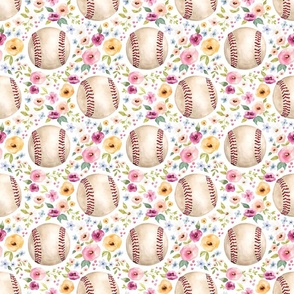 Spring Baseball Floral on White 6 inch