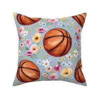 Basketball Floral on Blue 12 inch