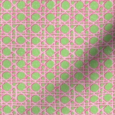 Woven Cane (Small) - Eucalyptus Pink on Spring Green