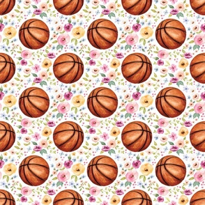 Basketball Floral on White 6 inch
