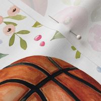 Basketball Floral on White 12 inch