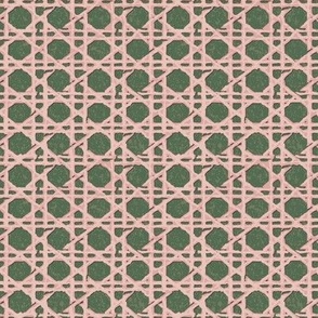 Woven Cane (Small) - Dusty Rose Pink on Dark Green  (TBS200)