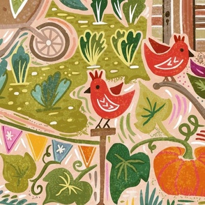 Colorful allotment garden wallpaper scale