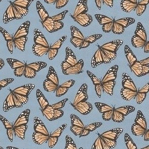 Fluttering in the Skies Above - Small -Monarch Butterflies, Butterfly, Monarch, Orange, Sky, Blue, Insects