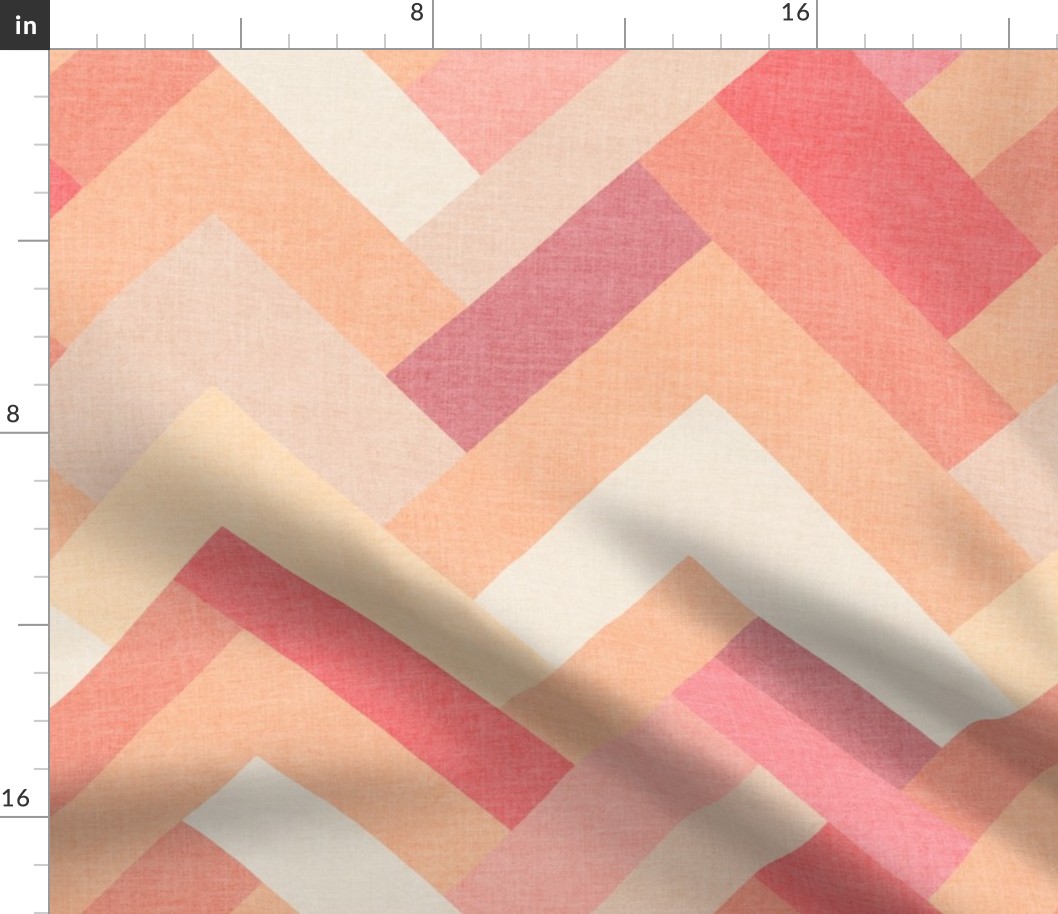 Painted Herringbone Chevron in Peach Fuzz palette (vertical with dusty rose, beige, cream and blossom pink)