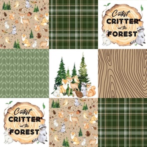 Hunter Green Woodland Animal Patchwork