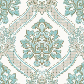 Antoinette Damask Palest Aqua