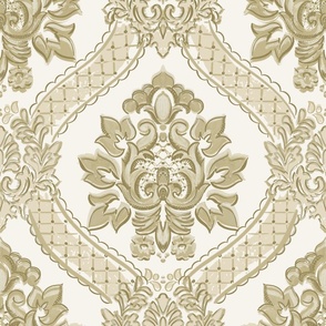 Antoinette Damask Green Gold