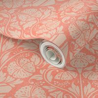 (L) hibiscus floral block print-ornate-peach plethora-peach pink-large scale