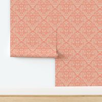 (L) hibiscus floral block print-ornate-peach plethora-peach pink-large scale