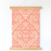 (L) hibiscus floral block print-ornate-peach plethora-peach pink-large scale