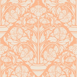 (L) hibiscus floral block print-ornate-peach plethora-peach fuzz-large scale