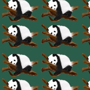 Sleeping Panda, green background