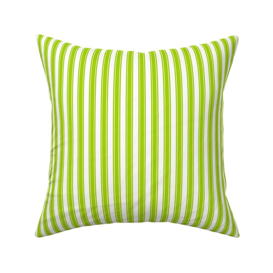 Small Scale French Ticking Vertical Stripes in Lime