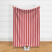 Large Scale French Ticking Vertical Stripes in Poppy Red