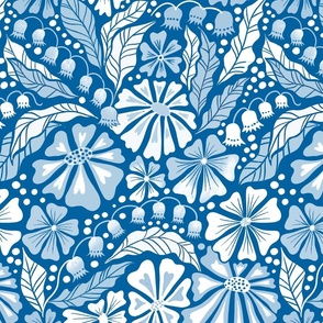 Flower meadow delft blue white // medium