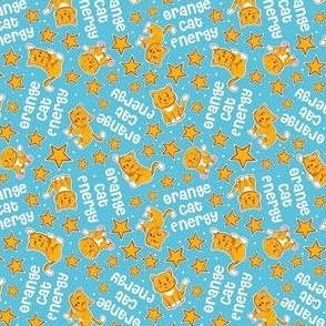 Small Scale Orange Cat Energy Funny Ginger Cats and Stars on Blue
