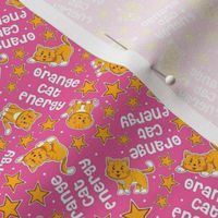 Small Scale Orange Cat Energy Funny Ginger Cats and Stars on Pink
