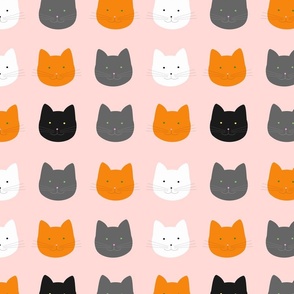 White and gray and red cats pattern