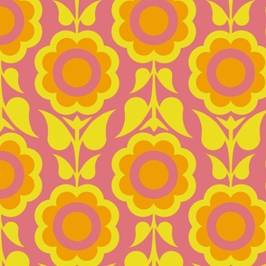 Far Out Flowers - Mid Century Modern Floral - Optimism Color Palette - JUMBO