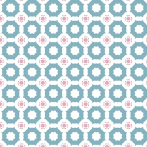 Teal White and Pink Octagons Small