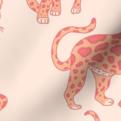 Tropical Jungle Jaguars - Peach Fuzz Leopard Large Scale
