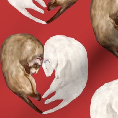 Ferret Love Half Drop on Red