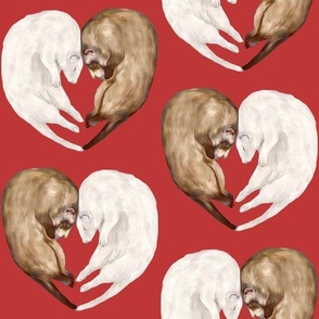 Ferret Love Half Drop on Red