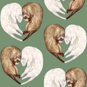 Ferret Love Half Drop on Sage Green