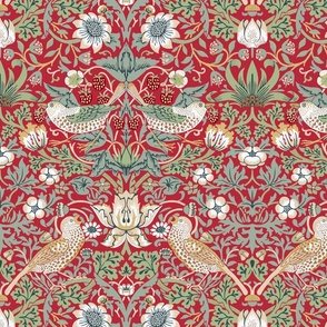 William Morris - strawberry in red small