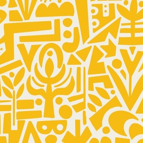 Geometric abstract garden yellow. Wallpaper scale