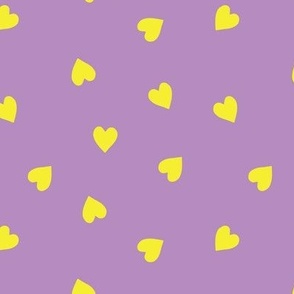 m -Yellow Hearts on Lavender