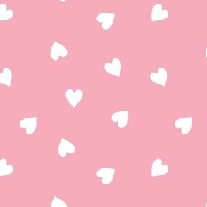 m - White Hearts on Soft Pink