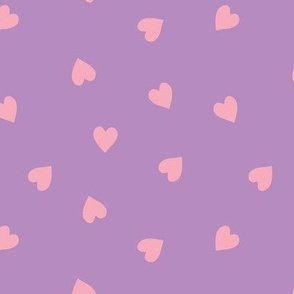 m - Pink Hearts on Lavender