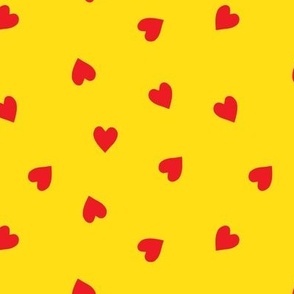 m - Red Hearts on Bright Yellow