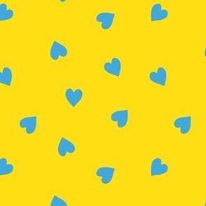 m - Light Blue Hearts on Yellow