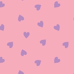 m - Lavender Hearts on Pink