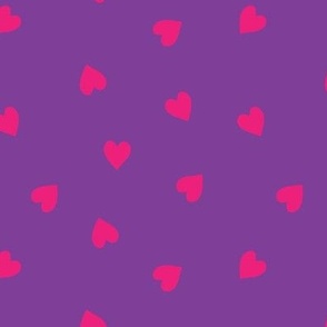 m  - Hot Pink Hearts on Purple